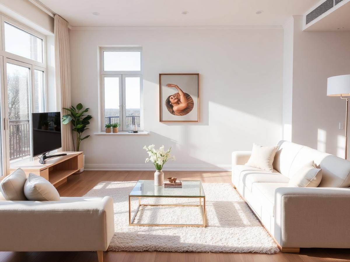 Pristine living room after service